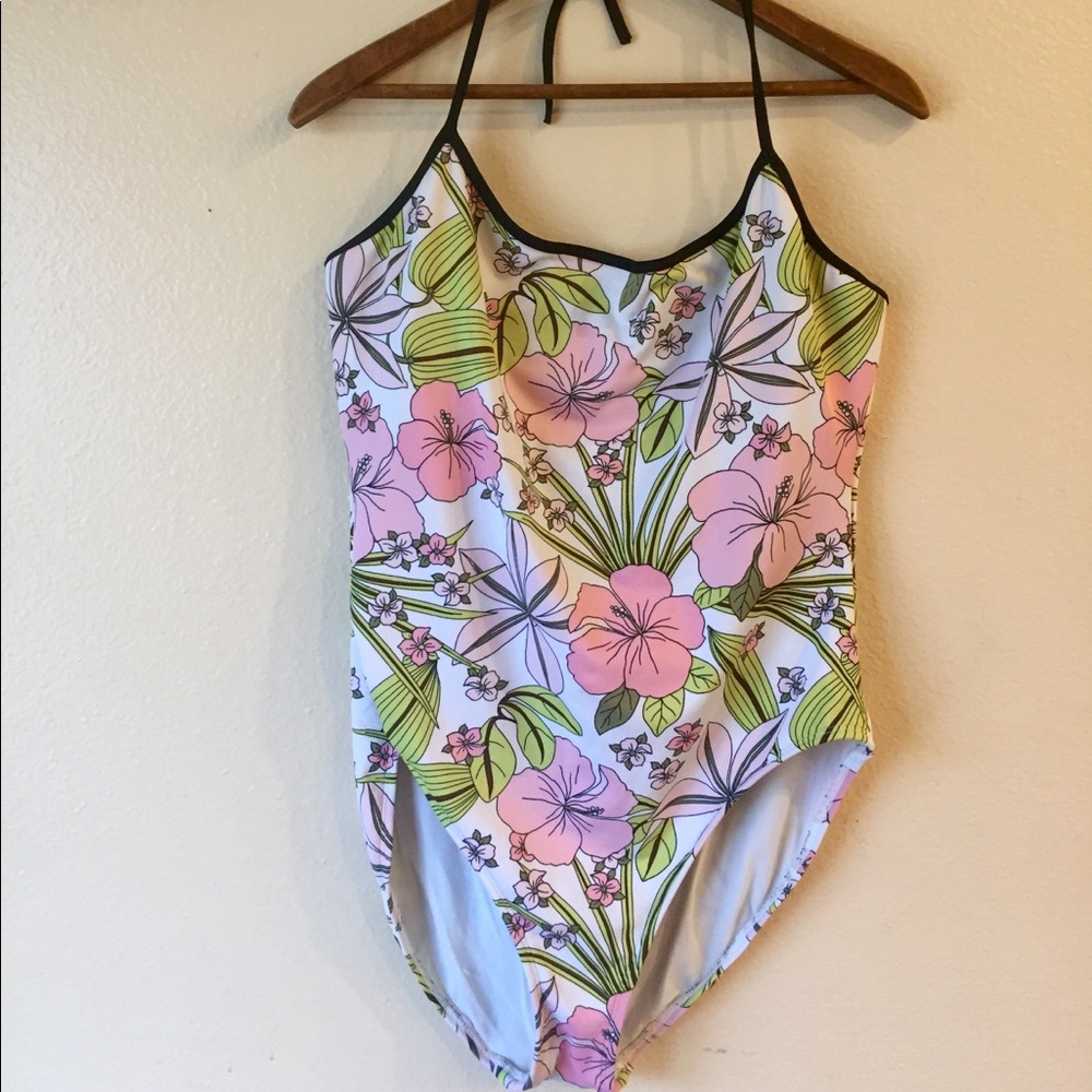 Merona One Piece Hibiscus Flower Swimsuit
